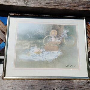 BEAUTIFUL Picnic and Bike Scene Print by Al Riccio